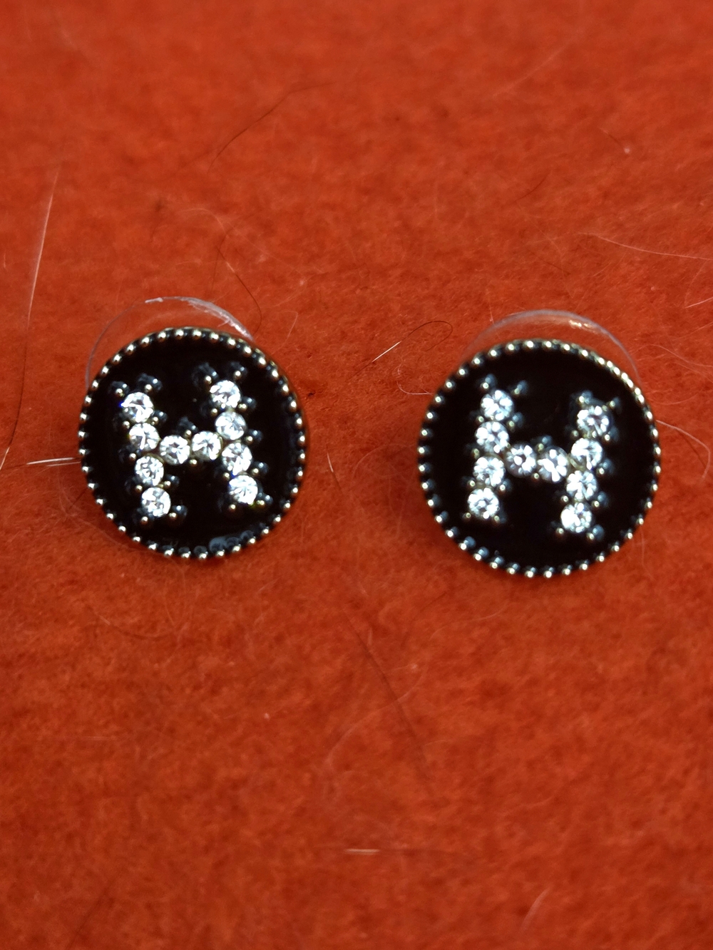 Designer-Inspired Black Round Drop  Stud Earrings Cubic Zirconia Stainless Steel